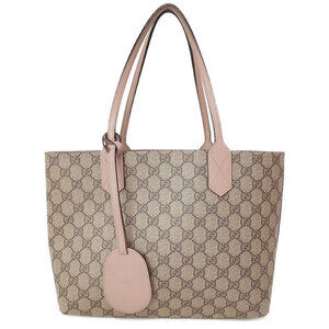 GUCCI Reversible GG Leather Tote Bag Pink Beige Tan